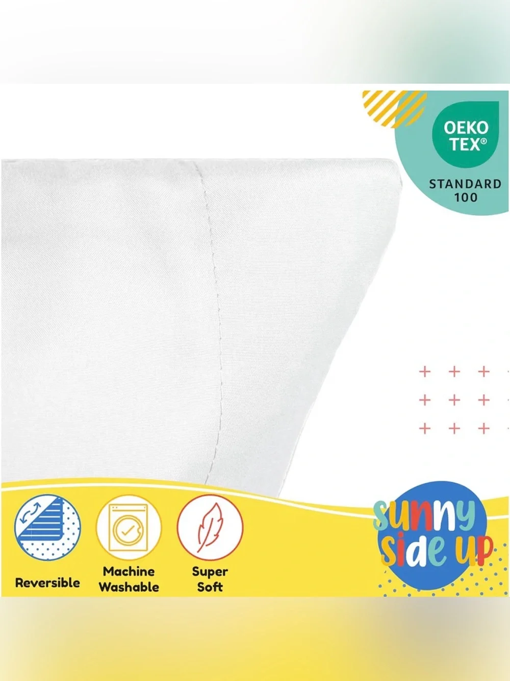 Disney White Pillowcase Pair with Multicolor Letters and Mickey Graphic